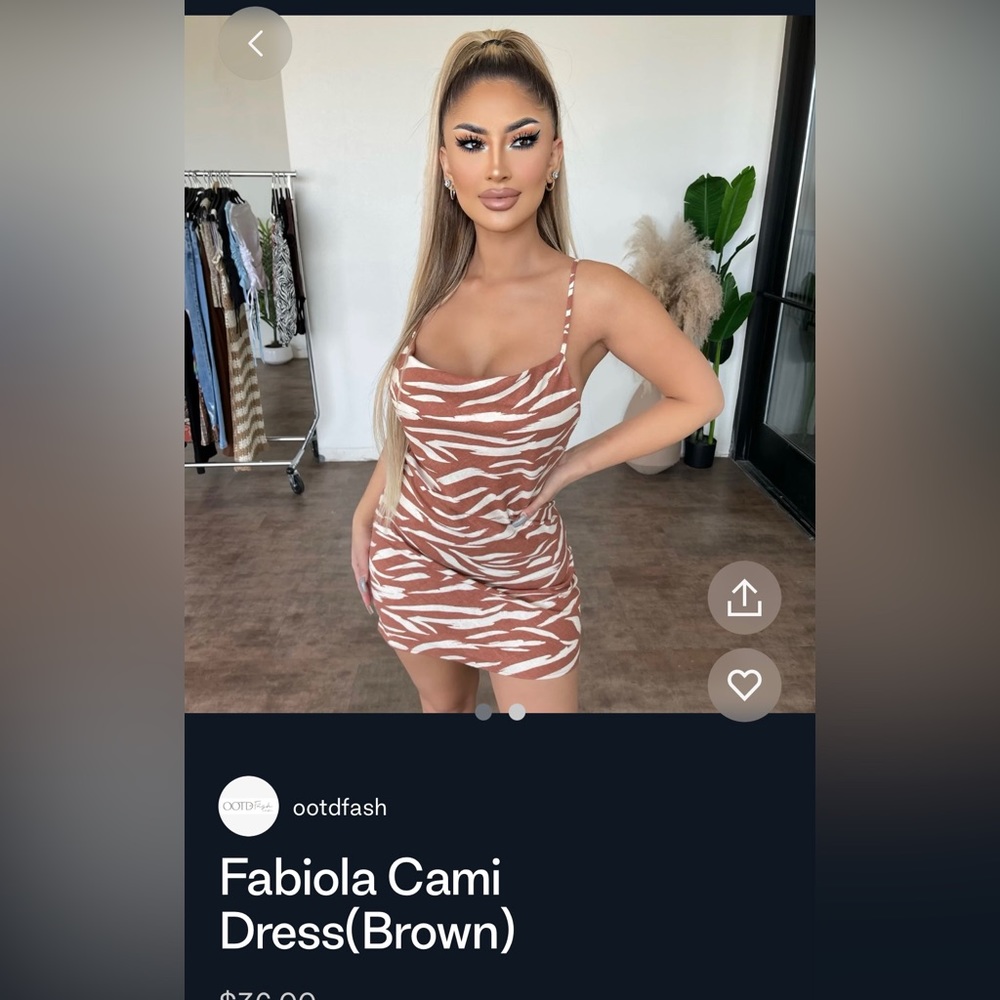 OOTD FASH: Fabiola Cami Dress. Zebra tan pattern.